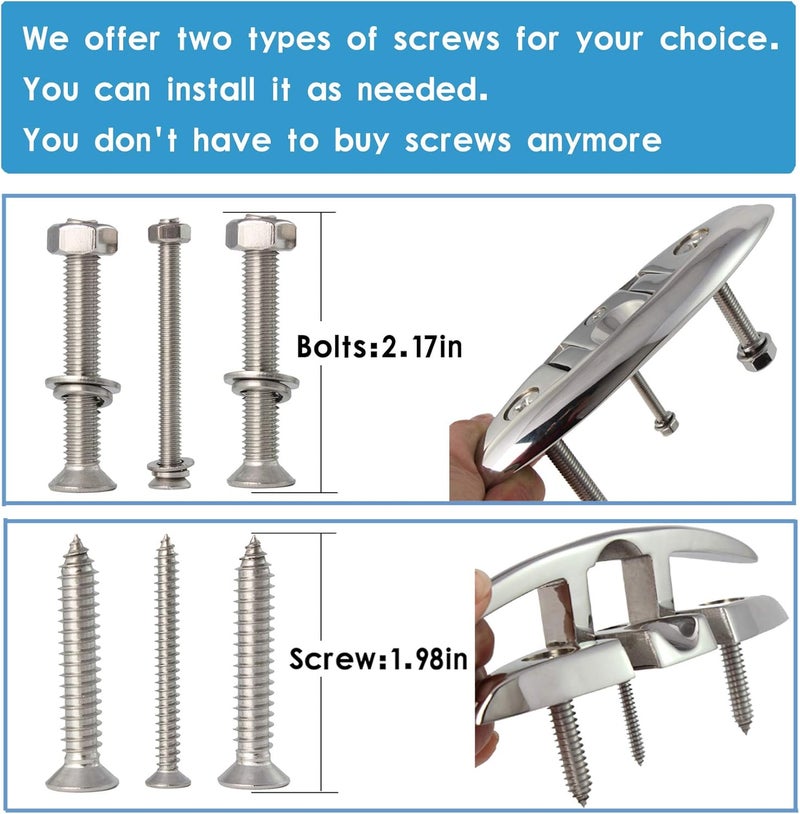 VEITHI 316 Stainless Steel Boat Folding Cleats Boat Dock Cleats 5/6/8.5 inch, Flip up Dock Cleat for Deck and Boat, Dock Cleats Folding Cleat Rope Cleat Boat Cleats with Fasteners (1,2,4,6 Pack) - Image 3