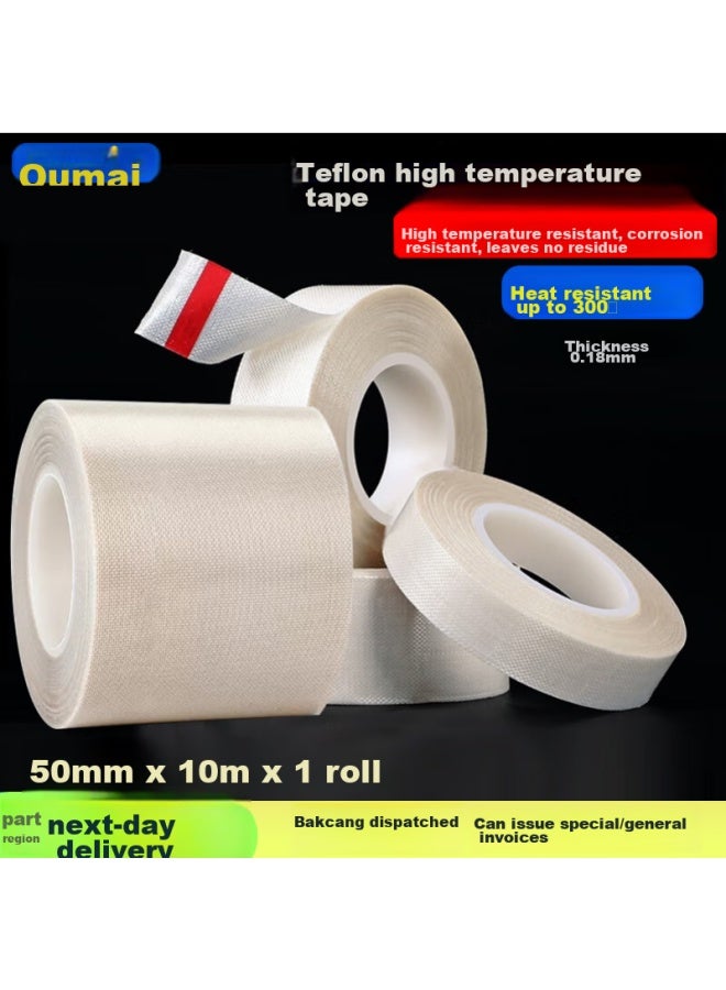 Oumai Teflon Heat-resistant Tape, Teflon Insulation Tape, High Temperature Resistant Up To 300 Degrees, Sealing Machine, Vacuum Machine, Anti-leakage Teflon Tape, White, 50mm*10m, 1 Roll - Image 1