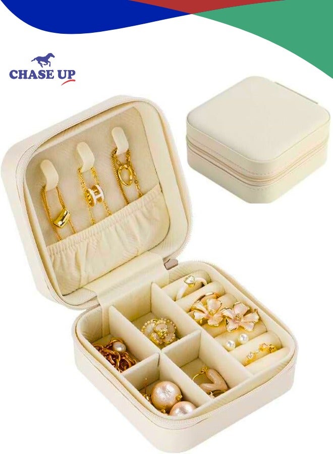 Chase Up Jewelry Case, Small PU Leather Jewelry Organizer Box Travel Essentials Christmas Gift for Women Girl for Rings, Necklaces, Bracelets, Earring Holder Organizer Storage - Image 1