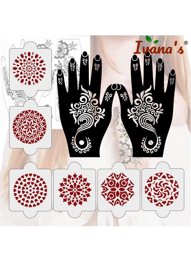 Pack Of 8 Pcs (2 Pcs Heena Stencil Tatto + 6 Pcs Laser Cut Pvc Reusable Heena Stencils), Heena Mehandi Sticker,Mehandi Stickers For Full Hand For Women, Girls And Kids, Easy To Apply,Ivnh-1104 - pzsku/Z7167B74E3FB783E347DEZ/45/_/1723297944/89c8bf3d-1382-43dd-bd37-10602d9d06a8