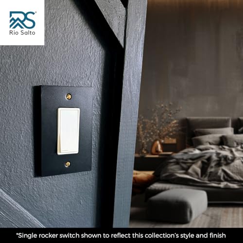 RIO SALTO Modern Metal Matte Black Quad Toggle Light Switch Cover Metal Decorative Toggle Switch Covers Wall Plate Outlet Cover Black Wall Electric Outlet Socket Quad Togle - Midsize 4 Gang - Image 5