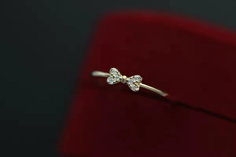 Bluejw 925 Sterling Silver Bow Zircon Ring for Women – 14K Gold Plated Fashion Jewelry Engagement & Wedding Ring, Elegant Cubic Zirconia Statement Rings - Image 4