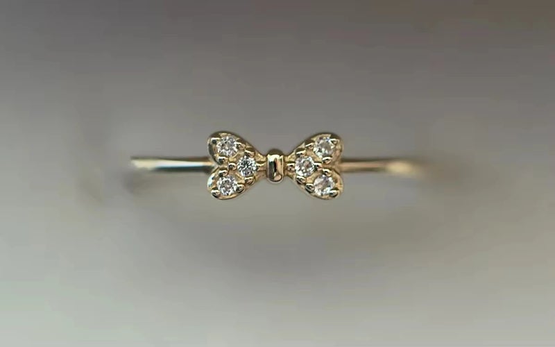 Bluejw 925 Sterling Silver Bow Zircon Ring for Women – 14K Gold Plated Fashion Jewelry Engagement & Wedding Ring, Elegant Cubic Zirconia Statement Rings - Image 5