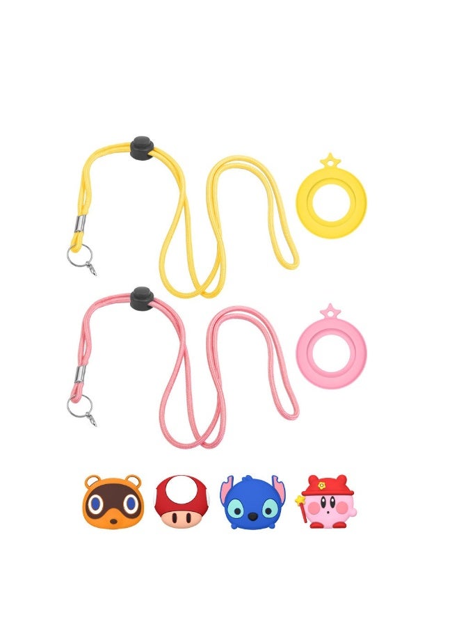 AirTag Necklace Kids, 2 Pack Holder for Apple Air Tag Toddler Silicone Hidden Case Convenient Than Wristband Bracelet Child AirTags Holder for Boys&Girls(Pink Yellow) - Image 2