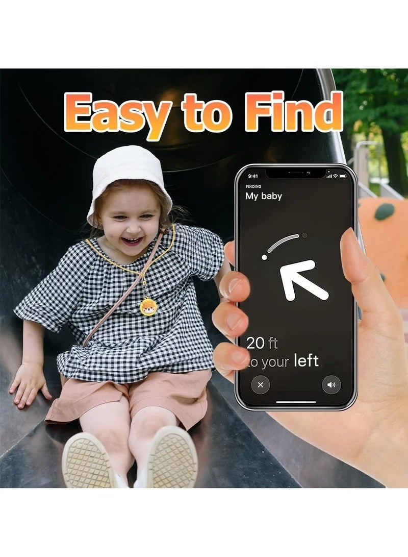 AirTag Necklace Kids, 2 Pack Holder for Apple Air Tag Toddler Silicone Hidden Case Convenient Than Wristband Bracelet Child AirTags Holder for Boys&Girls(Pink Yellow) - Image 3