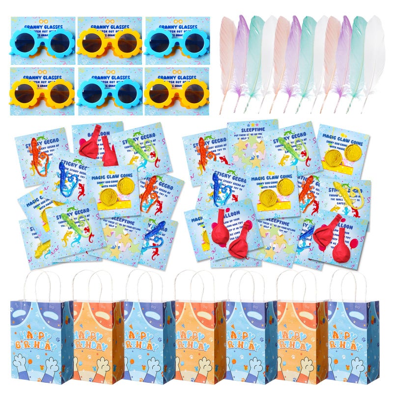 Vanblue 144Pcs Blue Color Dog Party Favors,Birthday Decorations Supplies for Kids,Red Balloon,Sticky Gecko with Cards Pinata Stuffers,Gift Bag Goodie Bag Stuffers,Classroom Rewards,Family Games - Image 1