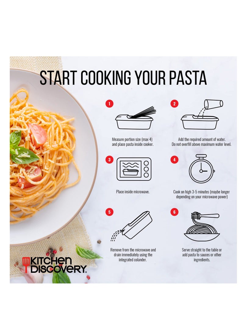 Y&D - Microwave Pasta Cooke, No Boil, Mess, Fuss Recipes, Stick Cooker With Strainer Ready In As Little 10 Minutes for up to 4 Servings, Made For More Menus - Image 1