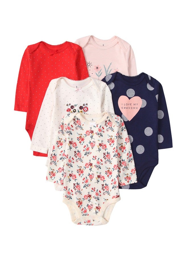 Baby Girls Long Sleeve Bodysuits 5-Pack 