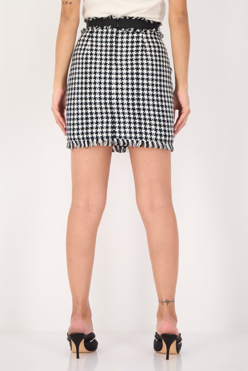 Selected Femme Women Houndstooth Print Mini Skirts, Multicolor - Image 3