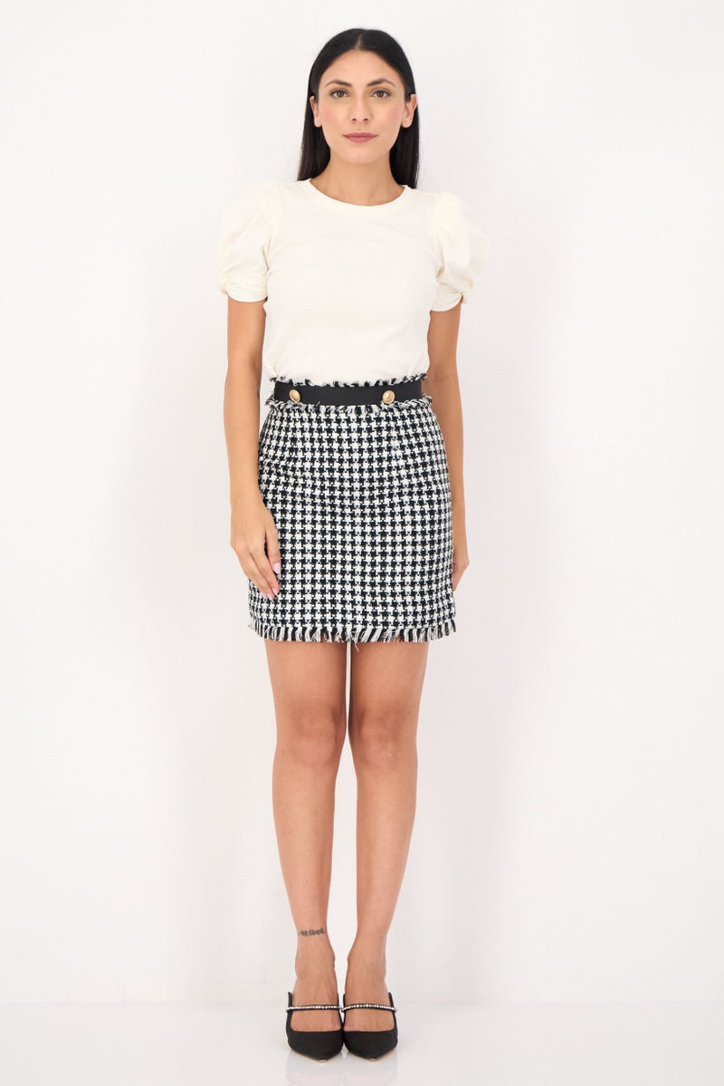 Selected Femme Women Houndstooth Print Mini Skirts, Multicolor - Image 4