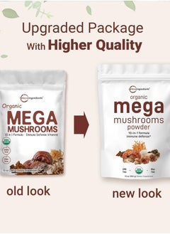 Micro Ingredients Organic Mega Mushroom 10 in 1 Complex Formula Powder for Immune System Booster, 10 Ounce (284 Days Supply), Chaga, Lions Mane, Cordyceps, Reishi & More, Filler Free, Vegan  - Image 4