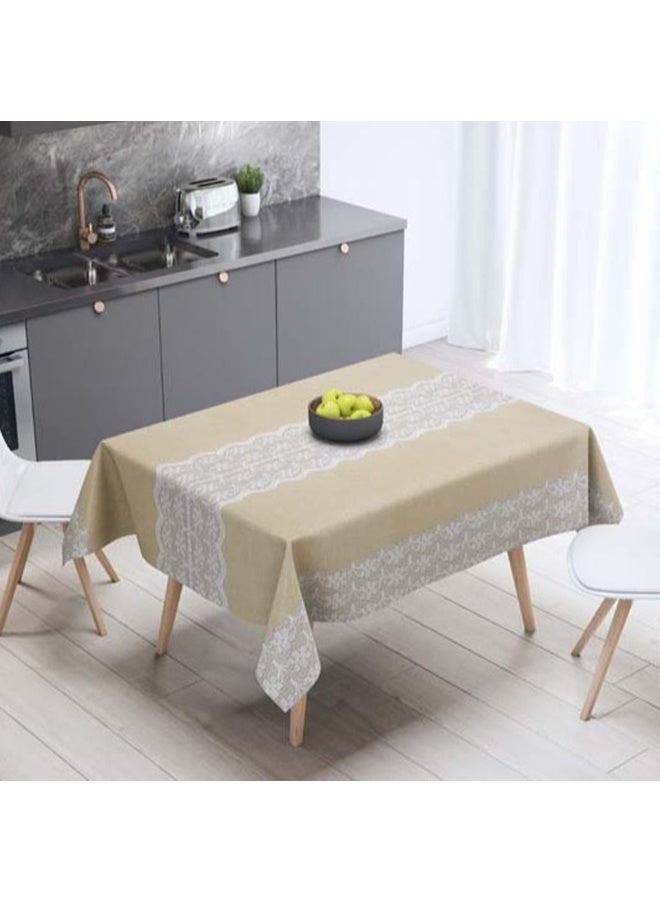 DUNISO مفرش طاولة مستطيل، مقاوم للماء والزيت، ثقيل الوزن ومقاوم للتجاعيد، أغطية طاولة قابلة للمسح، فاخرة خفيفة مقاومة للغبار، مقاومة للحرارة والتآكل، سهلة التنظيف، لحفلات الشواء، الزفاف، الداخلية أو الخارجية، 137*274 سم - Image 1