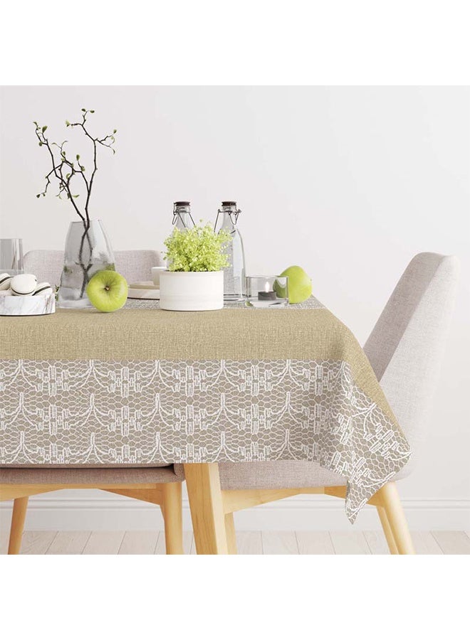 DUNISO مفرش طاولة مستطيل، مقاوم للماء والزيت، ثقيل الوزن ومقاوم للتجاعيد، أغطية طاولة قابلة للمسح، فاخرة خفيفة مقاومة للغبار، مقاومة للحرارة والتآكل، سهلة التنظيف، لحفلات الشواء، الزفاف، الداخلية أو الخارجية، 137*274 سم - Image 4