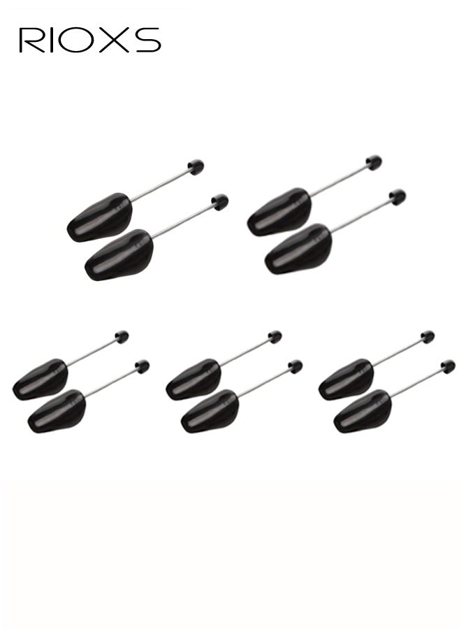 RIOXS 5 Pairs Men's Plastic Shoe Stretchers, Adjustable Spring Shoe Trees for Men Size 38-45, Portable Lightweight Shoe Tree Stretcher Boot Holder Organizers, Prevent Creasing, Practical Shoe Shaper for All Shoes and Sneakers, Black - Image 1