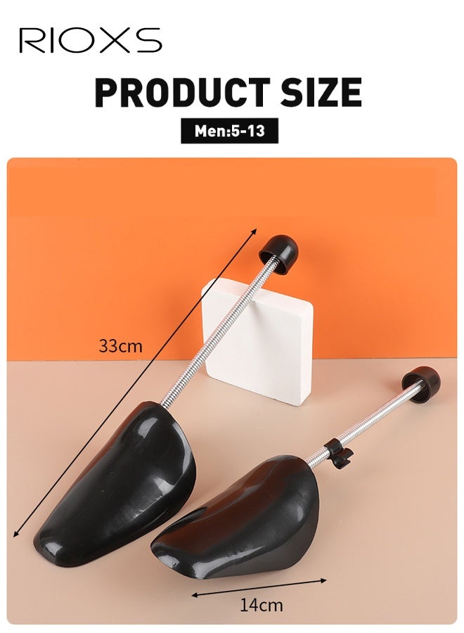 RIOXS 5 Pairs Men's Plastic Shoe Stretchers, Adjustable Spring Shoe Trees for Men Size 38-45, Portable Lightweight Shoe Tree Stretcher Boot Holder Organizers, Prevent Creasing, Practical Shoe Shaper for All Shoes and Sneakers, Black - Image 3