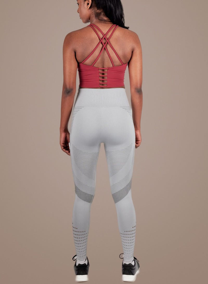 THUGFIT SpinFit High Waist Hollow Leggings - Light Grey - Image 2