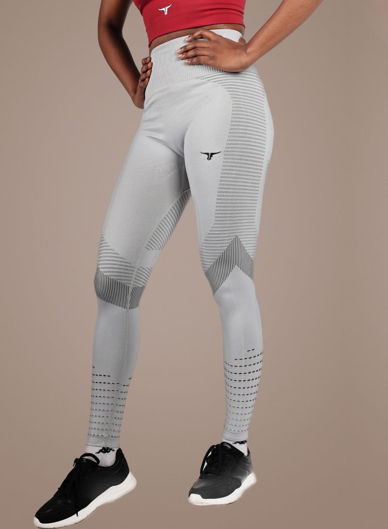 THUGFIT SpinFit High Waist Hollow Leggings - Light Grey - Image 1