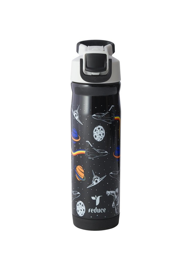 REDUCE 14 oz Hydrate Pro Stainless Steel Insulated Water Bottle - Flip Top Leak-Proof Lid, Dishwasher Safe, BPA-Free, Dual Wall Vacuum, Keeps Drinks Cold for 48 Hrs, Cup Holder Friendly - Galaxy - Image 1