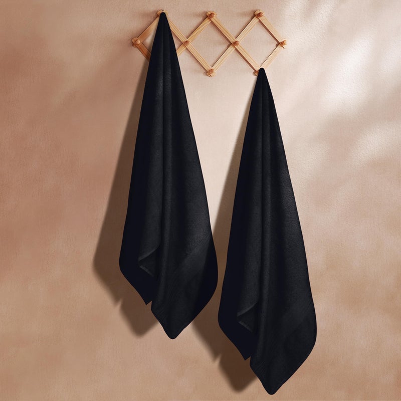 GLAMBURG Premium Cotton Oversized 2 Pack Bath Sheet 35x70-100% Pure Cotton - Ideal for Everyday use - Ultra Soft & Highly Absorbent - Machine Washable - Black - Image 3