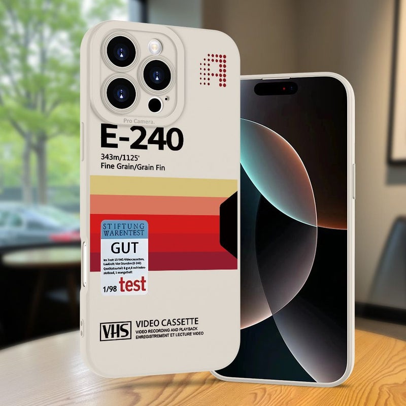 غلاف هاتف أبيض متوافق مع iPhone 7 Plus 8 Plus، بنقش شريط فيديو قديم (VHS)، بتصميم أنيق، ملمس غير لامع، مقاوم للسقوط. - Image 5