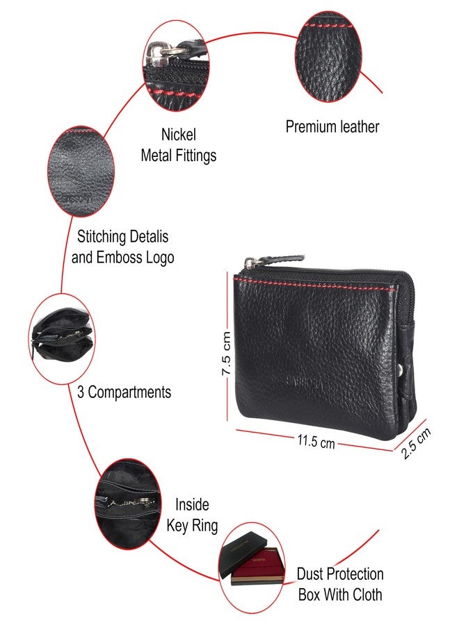 Sassora Genuine Leather Unisex Small Coin Pouch - Image 4