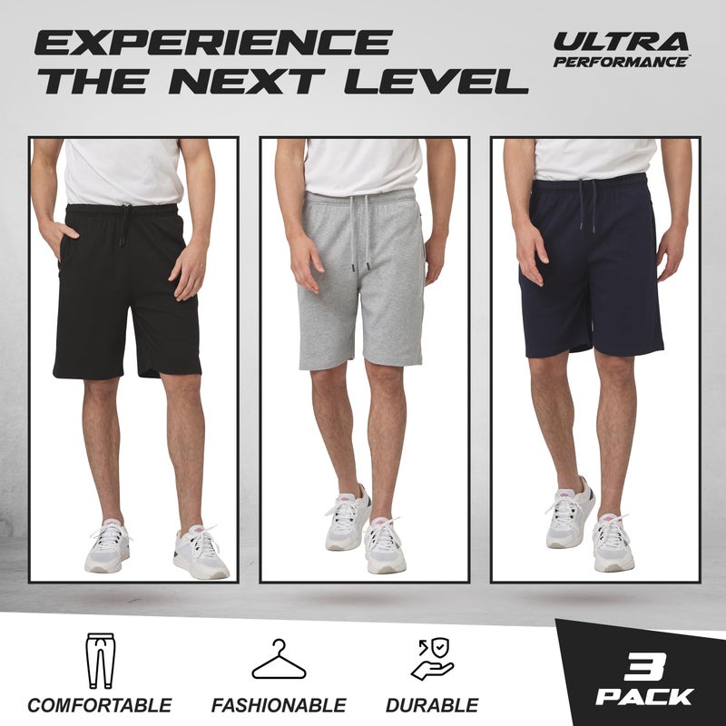 Ultra Performance 3 Pack Mens Shorts Casual Men's Athletic Short Workout Gym Shorts for Men with Zipper Pockets, Small - 5X - Image 5