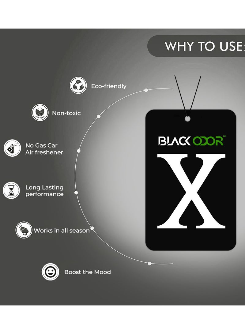 BLACK ODOR X Card Air Freshener Dark Crystal Scent, Hanging Aromatherapy Tablet for Car, Home, and Office Long Lasting, Non-Toxic, Eco-Friendly BO-07 - Image 2