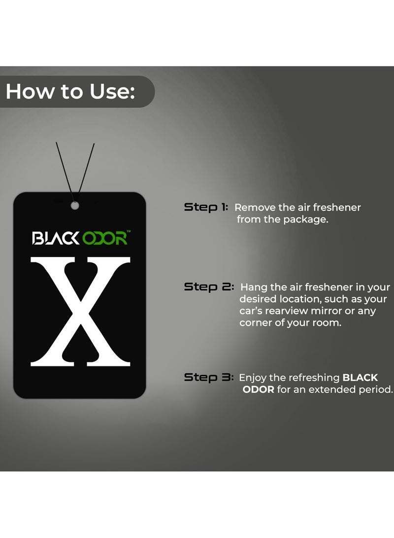 BLACK ODOR X Card Air Freshener Dark Crystal Scent, Hanging Aromatherapy Tablet for Car, Home, and Office Long Lasting, Non-Toxic, Eco-Friendly BO-07 - Image 3