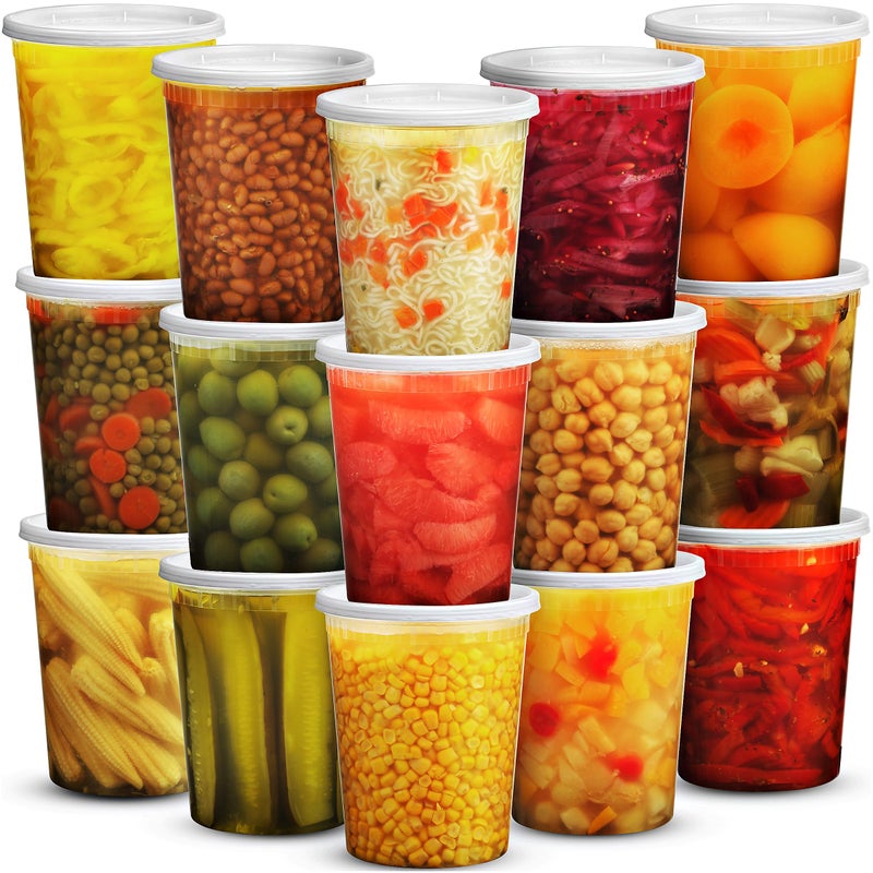 JoyServe 32 Oz Deli Food Containers with Lids 36 Sets Quart Airtight Plastic Food Storage for Takeout Meal Prep ToGo Soup Freezer Containers with 36 Lids BPAFree Dishwasher Microwave Safe