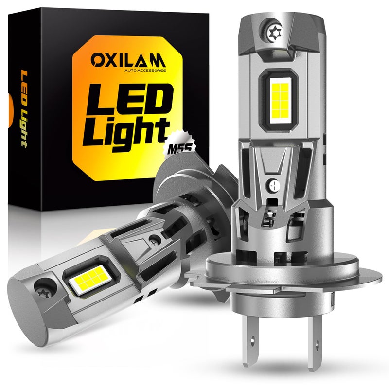 OXILAM M5S H7 LED Bulb 40000LM 900 Brightness 6500K Cool White Light 11 Size No Adapter Required Plug and Play Fog Light Halogen Replacement Pack of 2