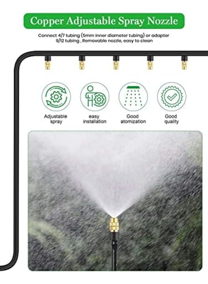 SYOSI Drip Irrigation Nozzles, 30Pcs Adjustable Copper Atomizing Nozzle Drip Irrigation Sprayer, 4/7mm Atomizing Micro Sprinkler Garden Cooling Irrigation Equipment for Lawn Vegetables Greenhouse - Image 3