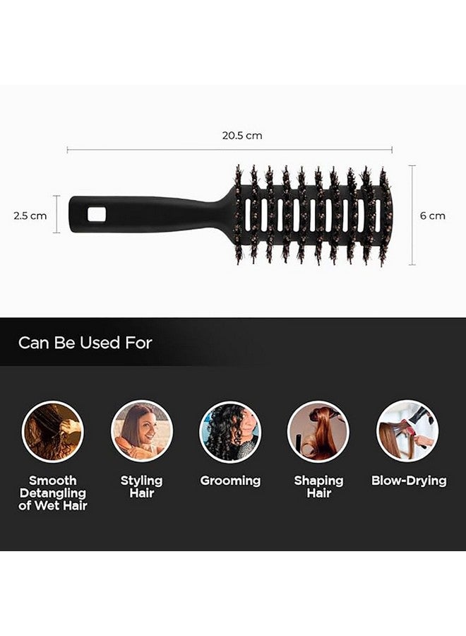 Hearts Hair Brush | Flexible Bristles Brush | Hair Brush With Paddle | Quick Drying Hair Brush | Suitable For All Hair Types | Round Vented Hair Brush | C13-X-Blk | Black - Image 5