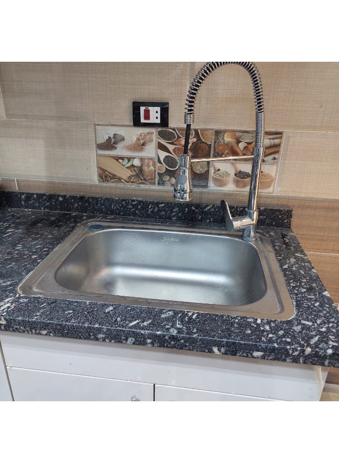 Shams Kitchen sink with 2 mixer tap holes, 43.5 x 48.5 cm - Image 3