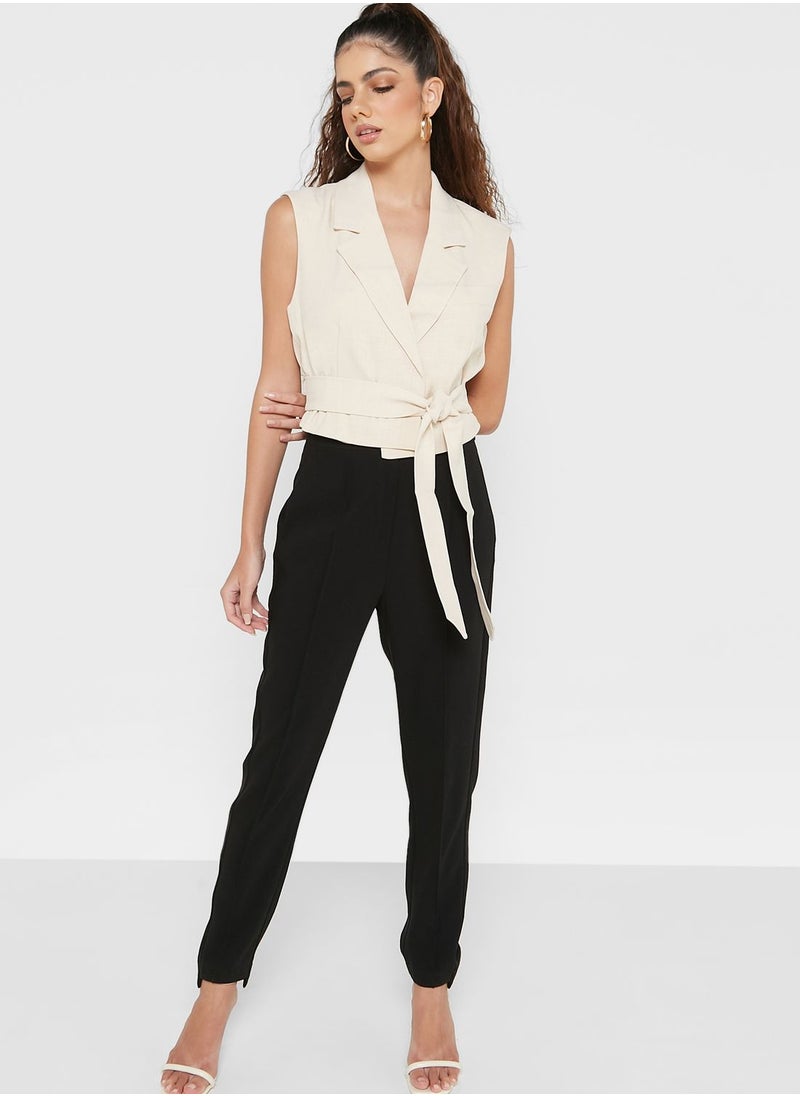 VERO MODA - Tie Detail Crop Waist Coat - Image 1