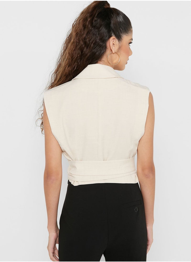 VERO MODA - Tie Detail Crop Waist Coat - Image 1