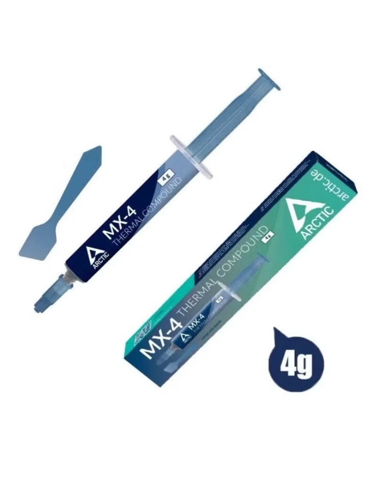 أركتيك MX-4 (بما في ذلك ملعقة، 4 جرام) مادة حرارية لمعالجات الكمبيوتر ووحدات الرسومات - أجهزة الكمبيوتر، PS4، XBOX، مواد حرارية سيليكونية موصلة للحرارة، مادة حرارية عالية التوصيل الحراري، متانة طويلة الأمد، تطبيق آمن، غير موصلة. - Image 1