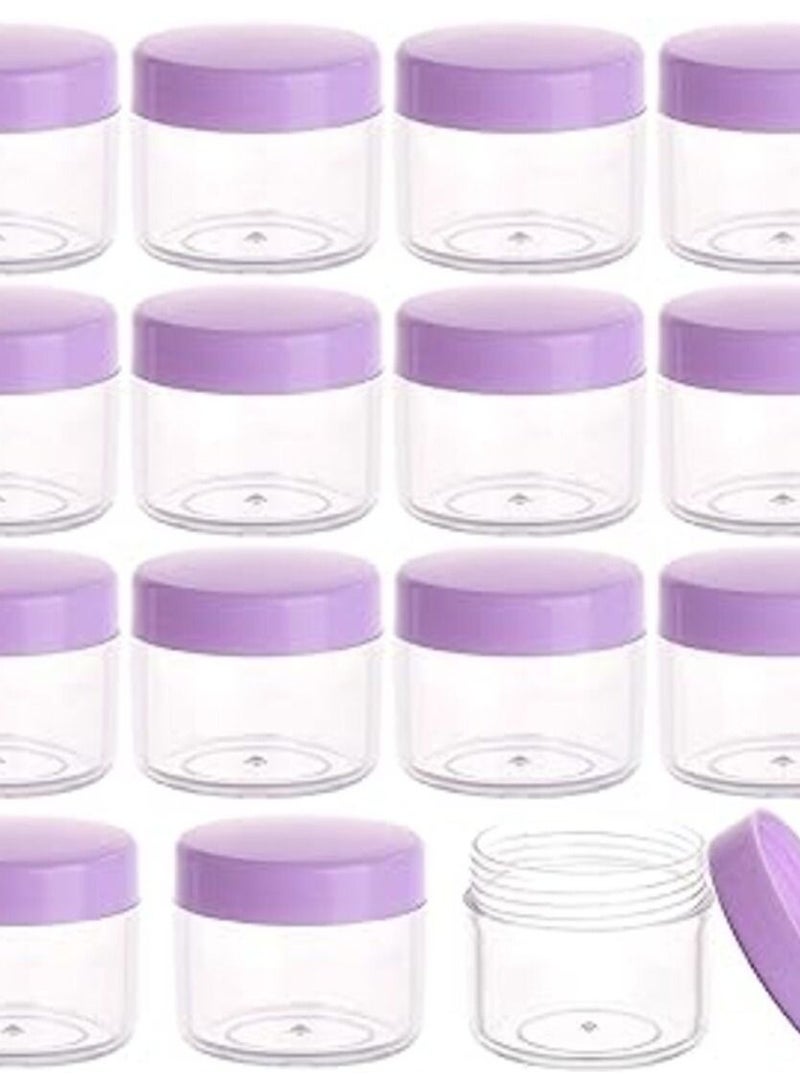 علب تخزين مستحضرات تجميل  للسفر، برطمان عينات بغطاء مقاوم للتسرب بلون موف، بوزن 20 جرام،  مكونة من 25 قطعة - Image 1