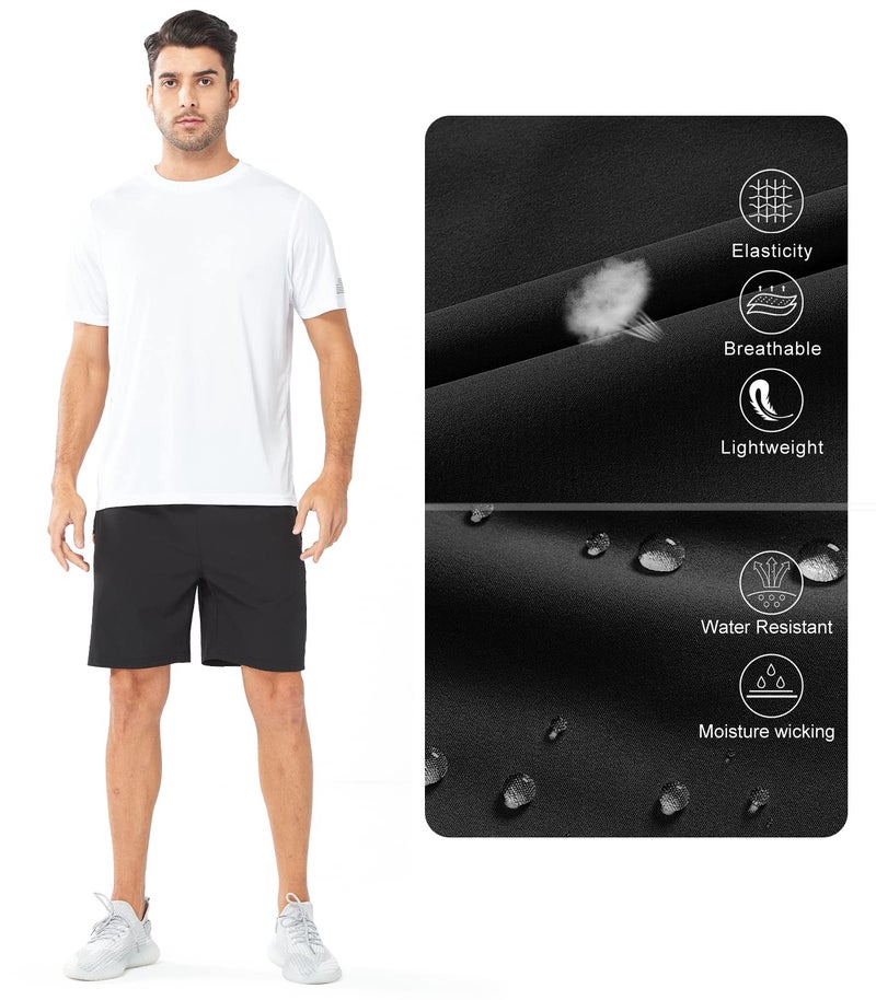 NORTHYARD Men's Athletic Running Shorts Quick Dry Workout Shorts Lightweight Sports Gym Basketball 7"/ 9"/ 5" Tennis Hiking Exercise Black-7 inches L - Image 4