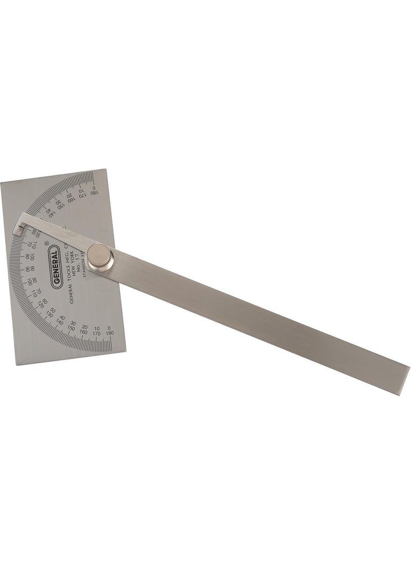 General Tools General Tools Angle Protractor #17 Stainless Steel Square Head - Measuring Tool for Carpenters & Woodworking Hobbyists  - Image 2