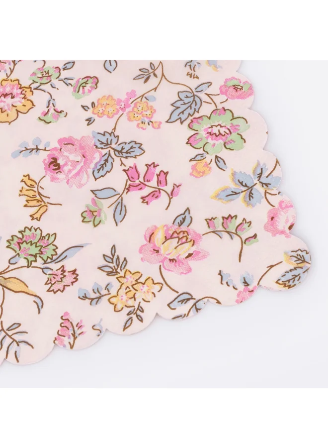 Meri Meri  Pink Chintz Large Napkins - Pack of 16, 3-Ply Paper Napkins with Scalloped Edges and Pastel Floral Design, Stylish Party Tableware for Birthdays, Bridal Showers & Afternoon Teas  | Best Price UAE