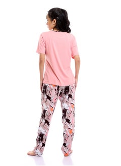 REDCOTTON Red Cotton-   Women's  summer pajamas Printed T-shirt and pants-kashmir  - Image 3
