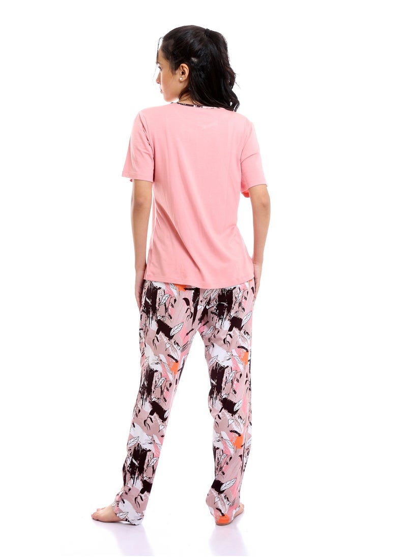 REDCOTTON Red Cotton-   Women's  summer pajamas Printed T-shirt and pants-kashmir  - Image 3