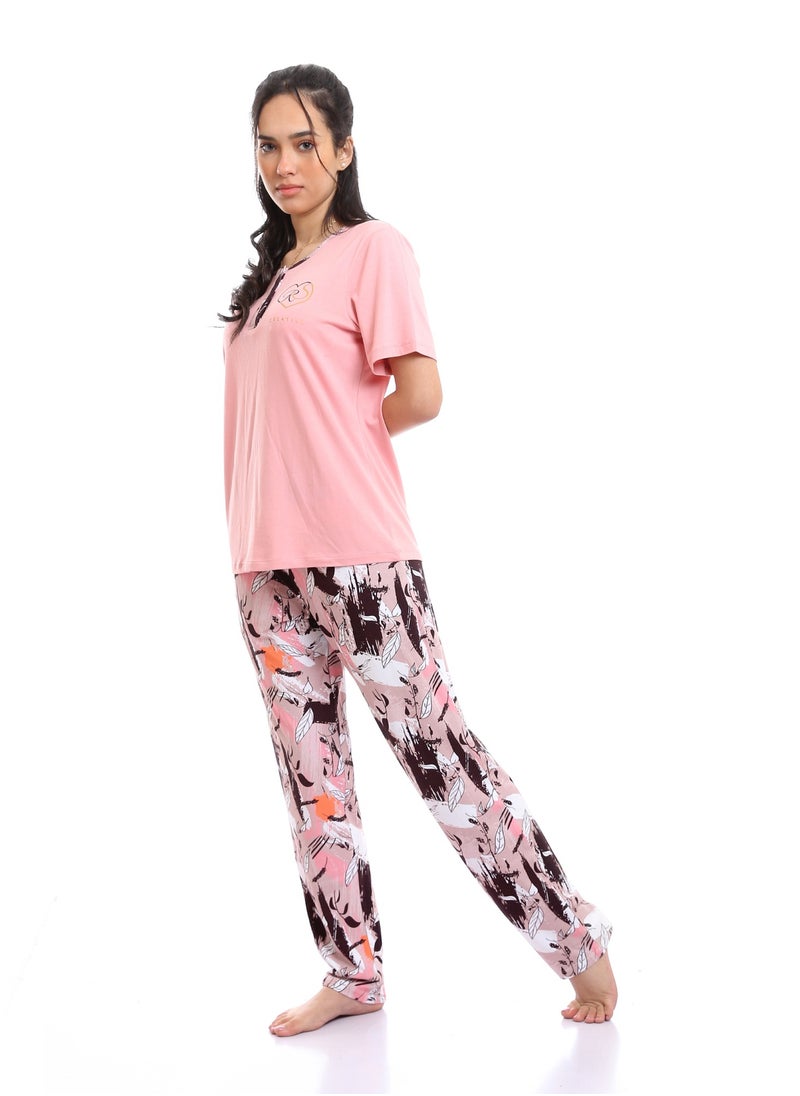 REDCOTTON Red Cotton-   Women's  summer pajamas Printed T-shirt and pants-kashmir  - Image 2