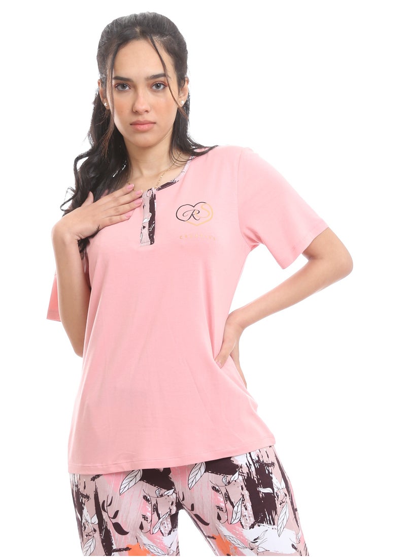 REDCOTTON Red Cotton-   Women's  summer pajamas Printed T-shirt and pants-kashmir  - Image 4