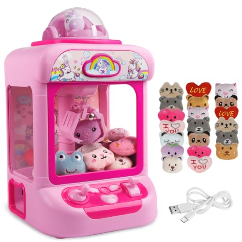 TingingYuli Claw Machine for KidsUnicorn Mini Vending Machines Candy Grabber Prize Dispenser Toys for GirlsElectronic Arcade Game with 20 Mini Plush Toys for Christmas Easter Birthday Gifts - Image 1