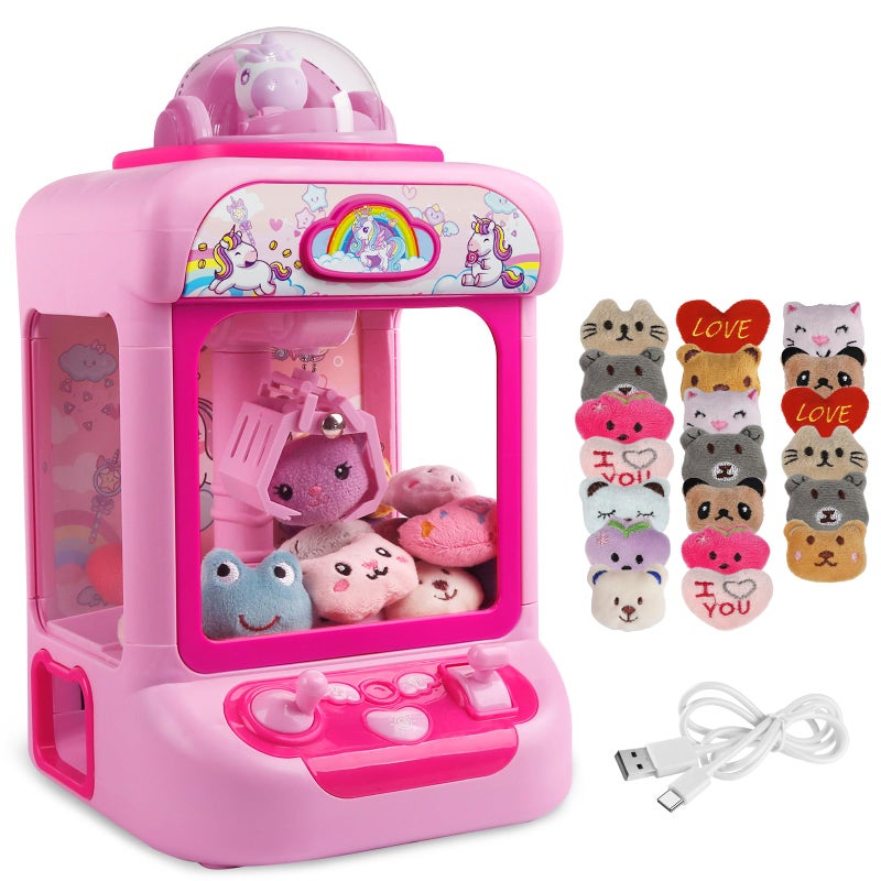 TingingYuli Claw Machine for KidsUnicorn Mini Vending Machines Candy Grabber Prize Dispenser Toys for GirlsElectronic Arcade Game with 20 Mini Plush Toys for Christmas Easter Birthday Gifts - Image 3