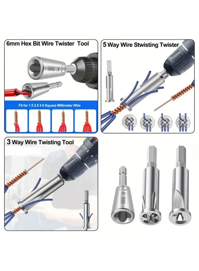 Large Hexagonal Wire Wrapping Tool Steel Stripper Twister Drill Driver Electrician Connector - Image 2