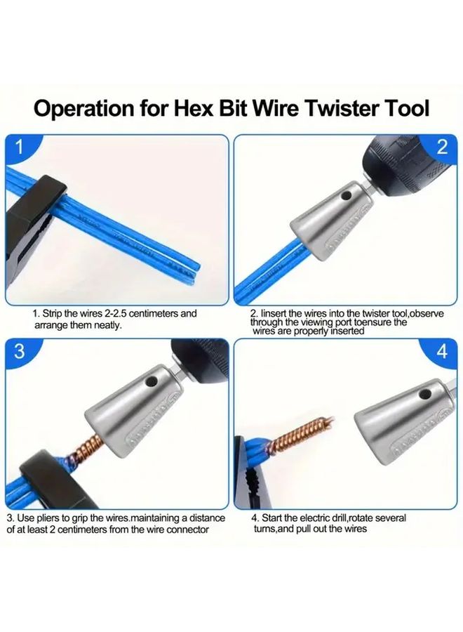Large Hexagonal Wire Wrapping Tool Steel Stripper Twister Drill Driver Electrician Connector - Image 4