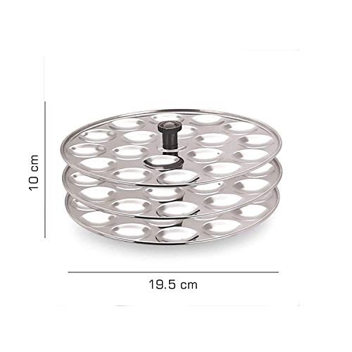 Dynore Stainless Steel Small/Mini Idli Maker 3 Plate Stand/Pot,Makes 54 Mini Idlis at Once. (Silver) (18x3) - Image 2