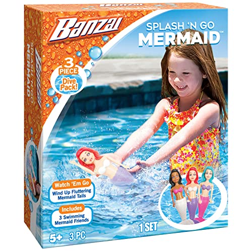 BANZAI 3 Piece Splash N Go Mermaid WaterPool Toy Dive Set - Image 5